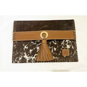 Soul Carrier Illumination Cowhide Suede Leather Clutch Purse with Tassel